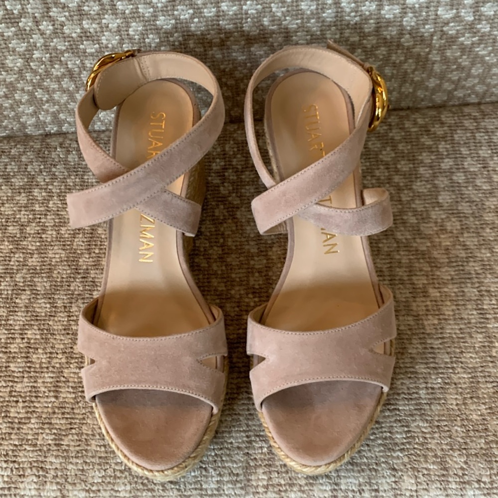 Stuart Weitzman neutral suade espadrilles